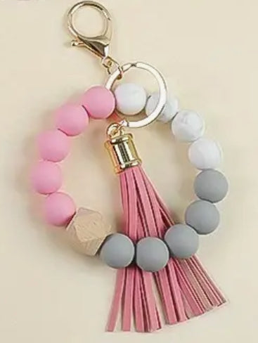 Leaf Silicone Bead Bracelet Keychain