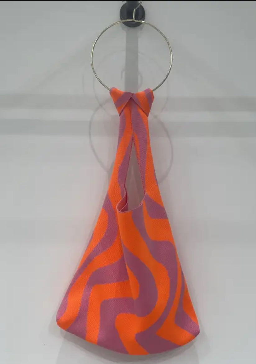 Geometric Wave Knit Handbag