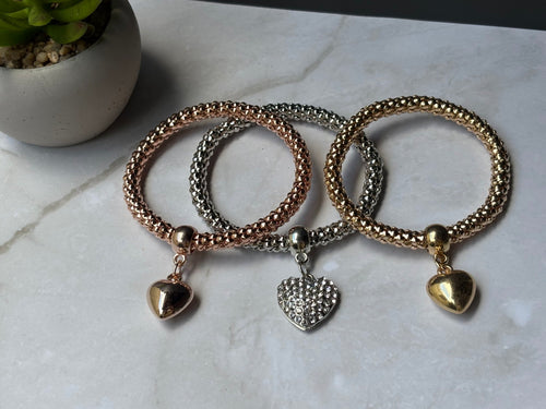 3 pcs. Golden, Silver, Golden Rose Corn Chain Bracelet