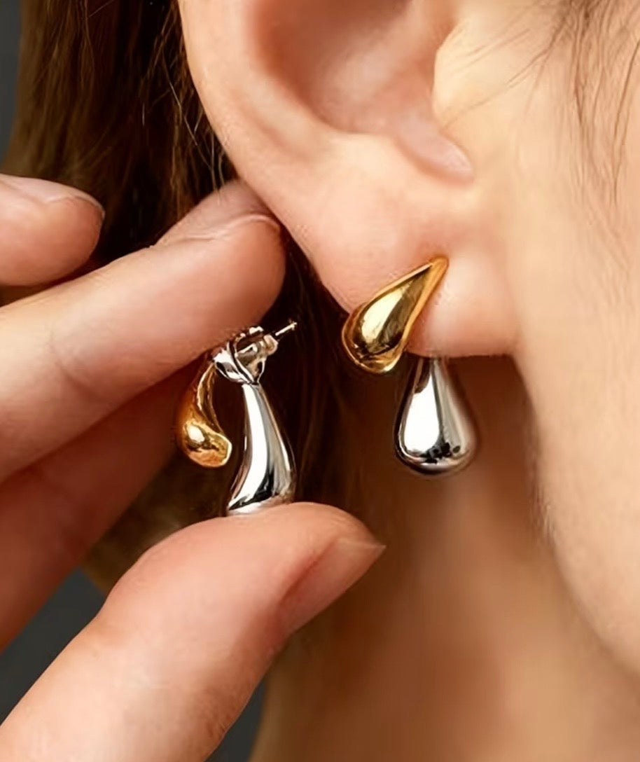 Golden Water Drop Earrings