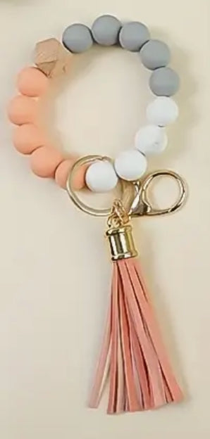 Leaf Silicone Bead Bracelet Keychain
