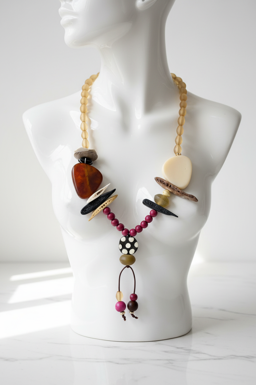Earth & Eclipse-Asymmetrical Statement Necklace