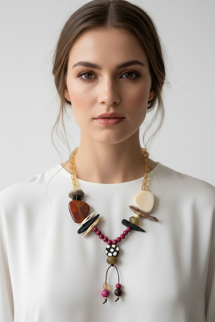 Earth & Eclipse-Asymmetrical Statement Necklace