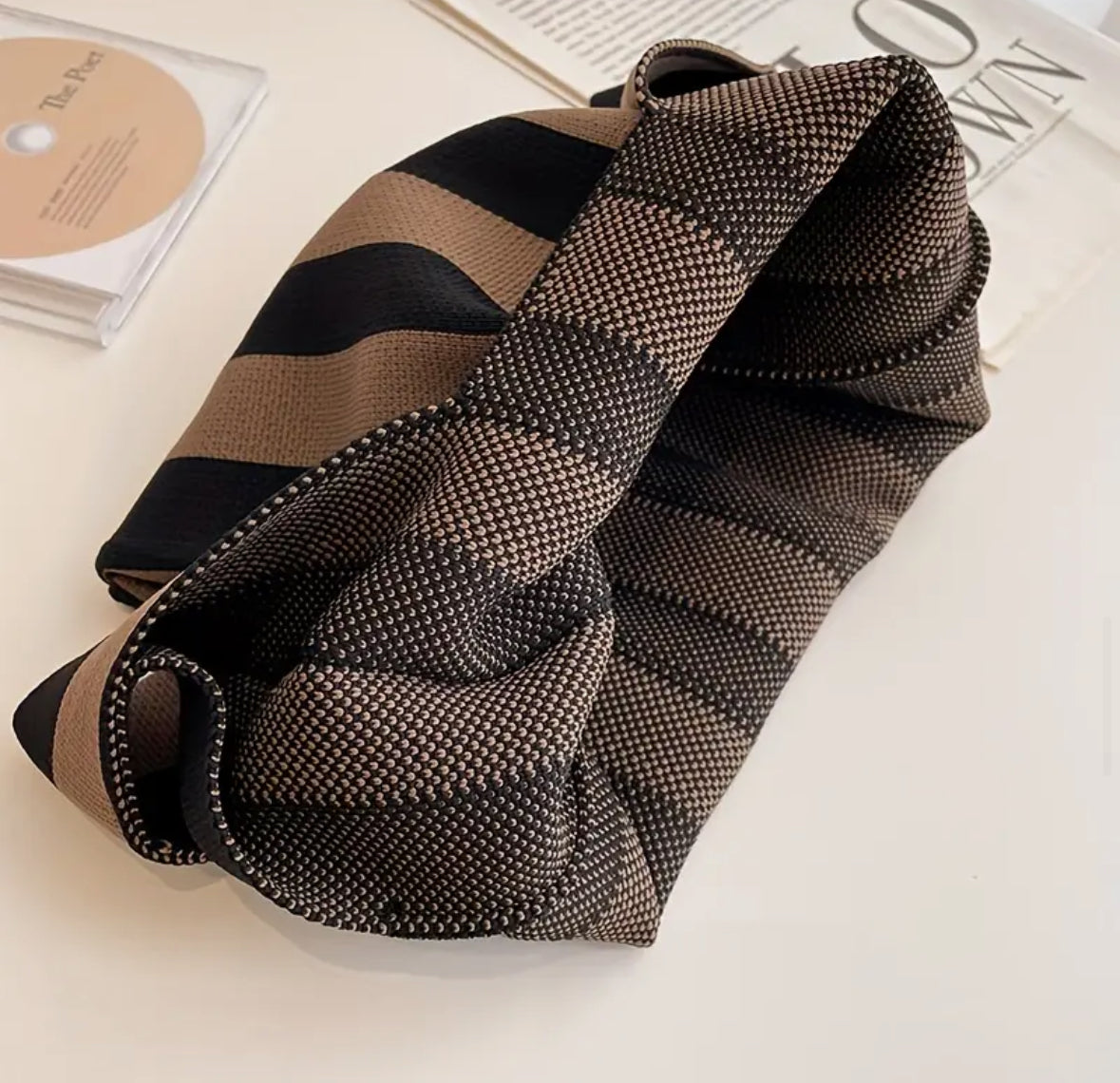Striped Woven Handbag