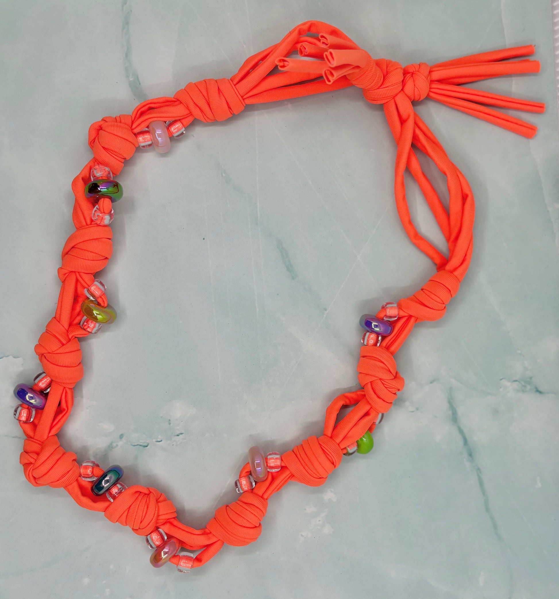 Handmade- Knotted Lycra Thread and Beads Necklace