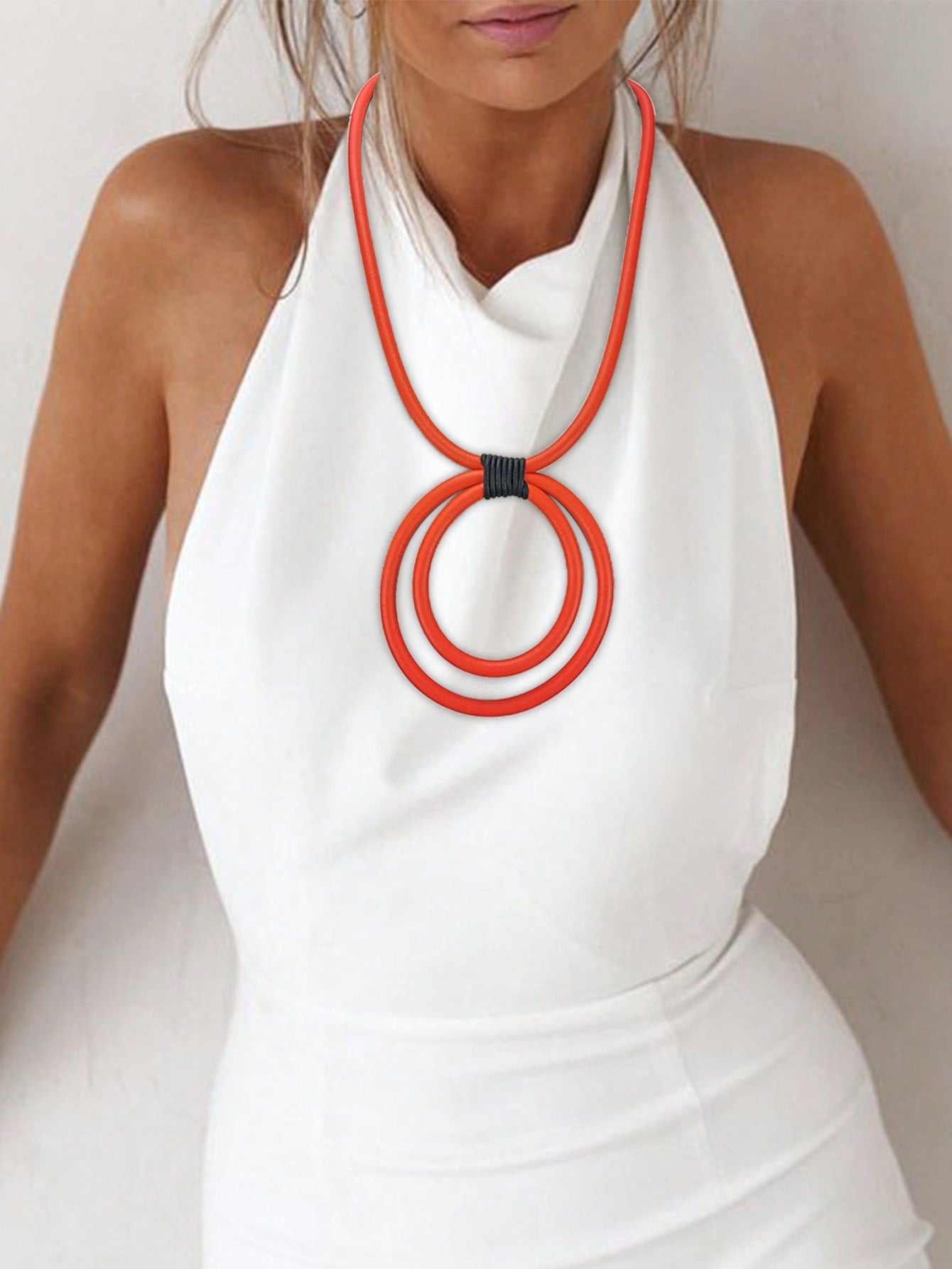 Hollow Pendant Rubber Necklace