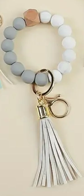 Leaf Silicone Bead Bracelet Keychain