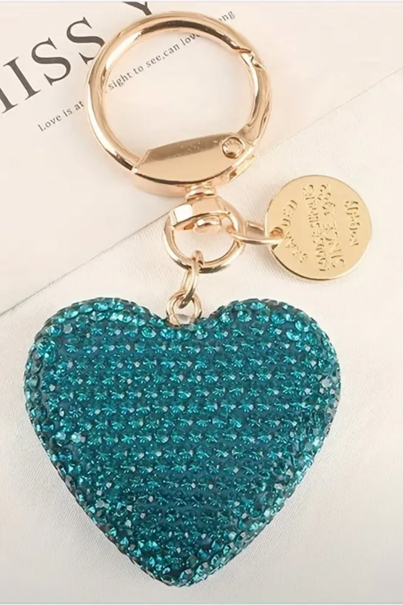 Rhinestone Heart-Shaped Keychain