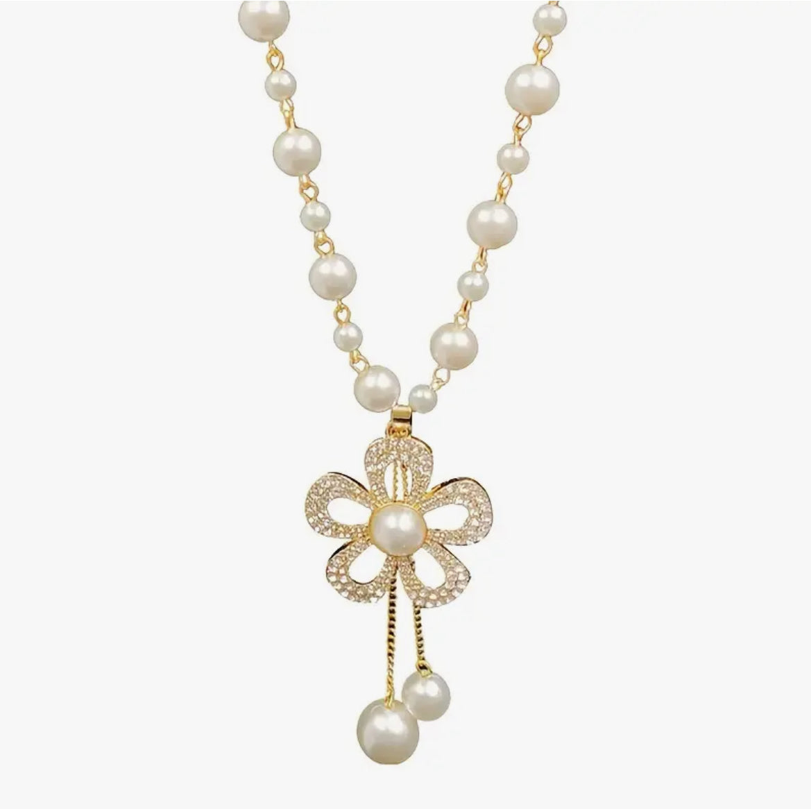 Flower Pendant Long Necklace
