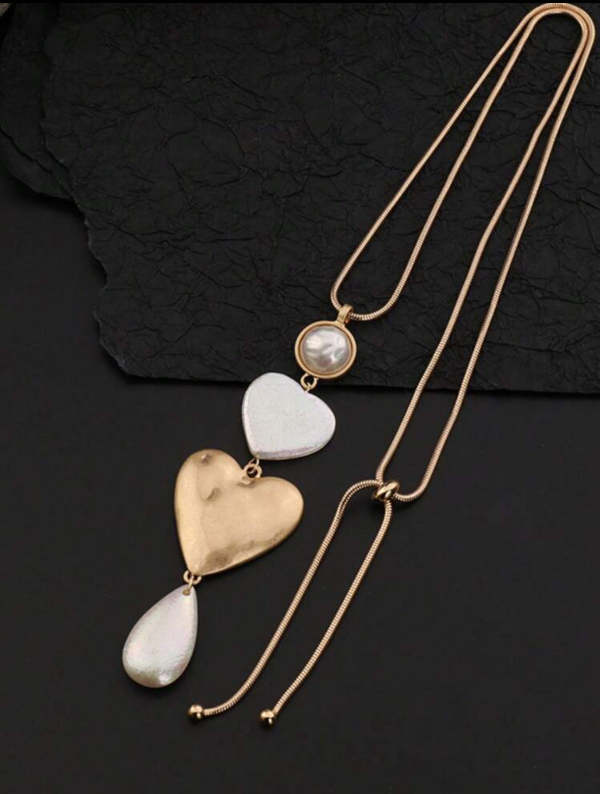 Long Chain Heart Pendant Necklace