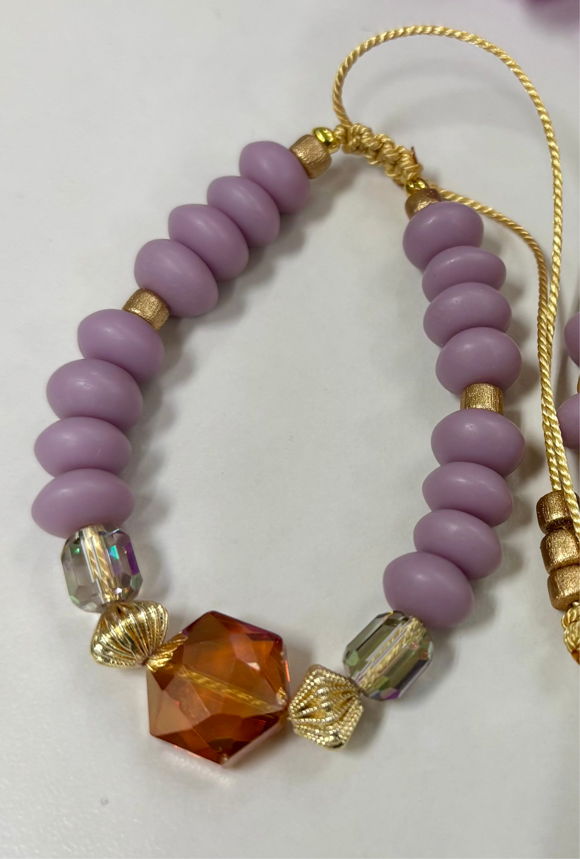 Adjustable Resin and Faceted Crystals Bracelet