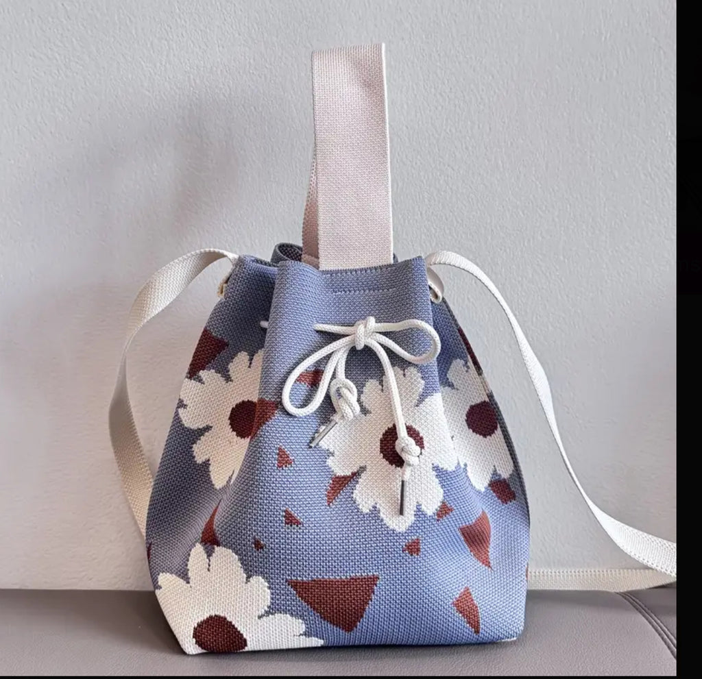 Bohemian Chic Handbag with Flowers Woven Design
