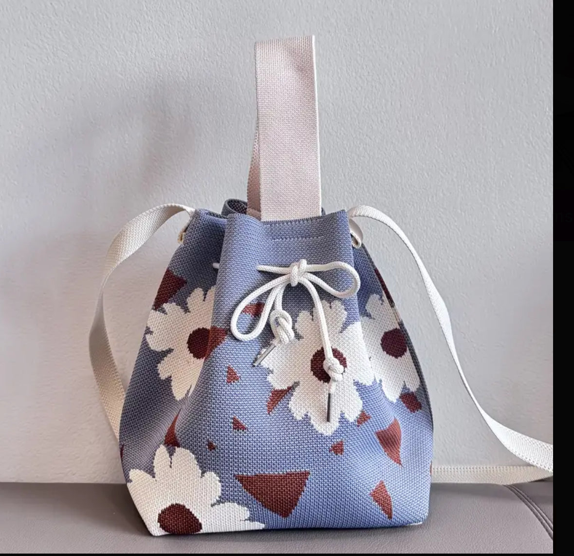 Bohemian Chic Handbag with Flowers Woven Design