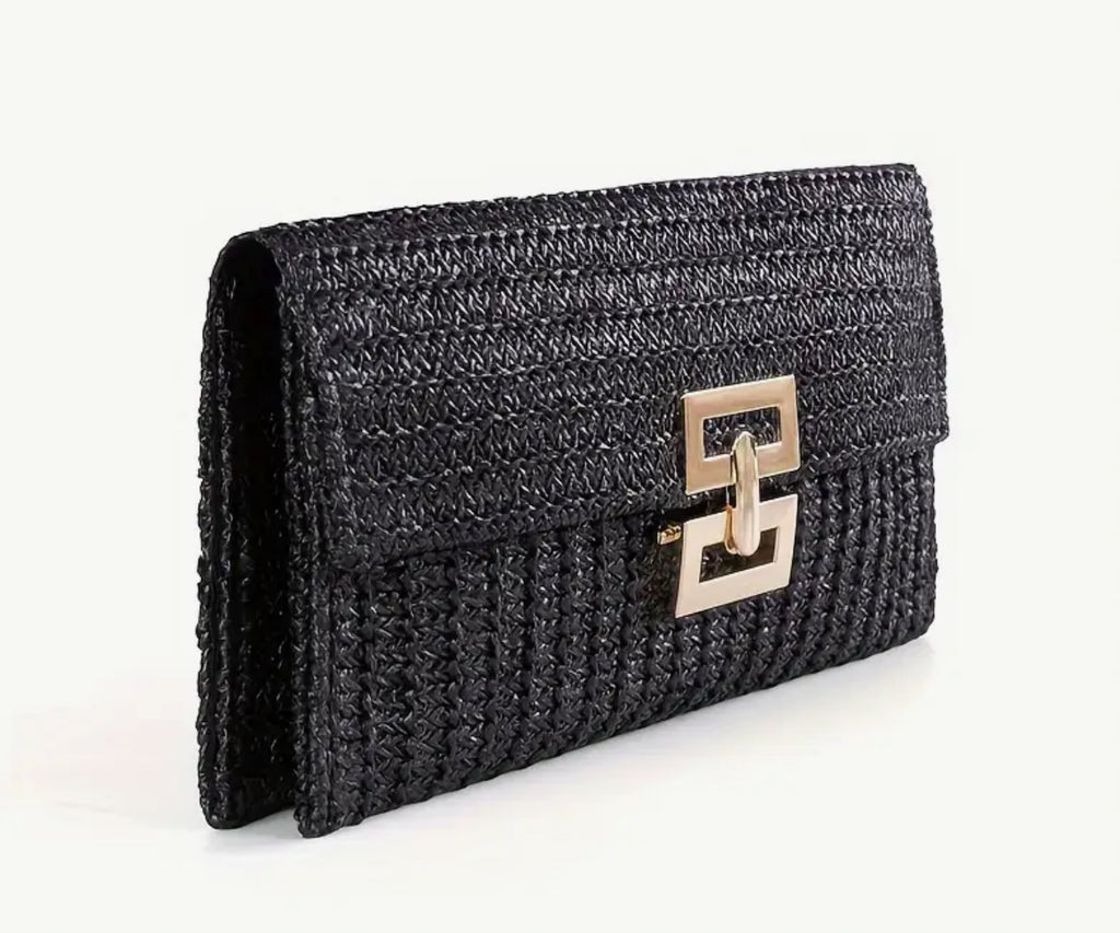 Square Flap Straw Clutch