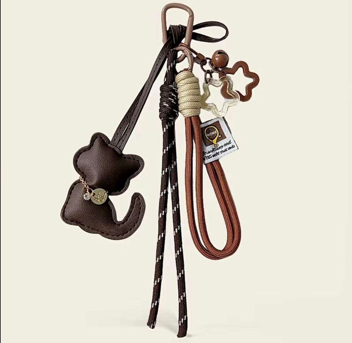 Faux Leather Cat-Shaped Keychain or bag Charm