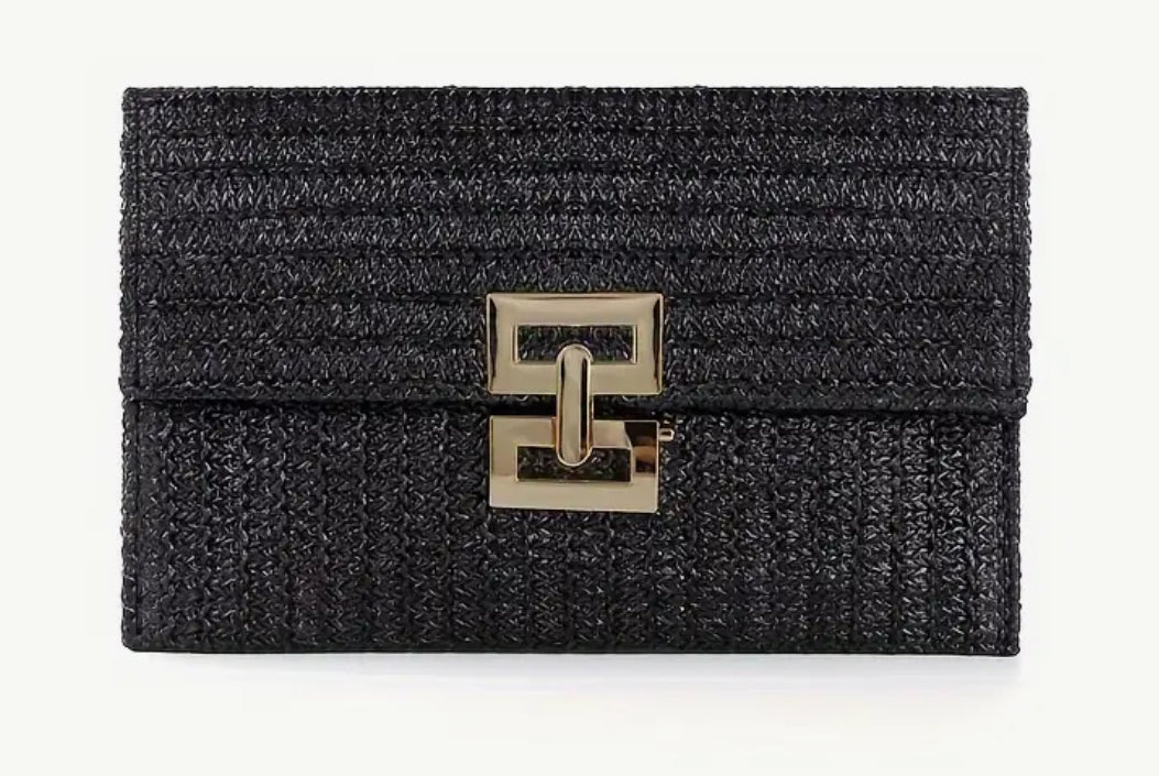 Square Flap Straw Clutch