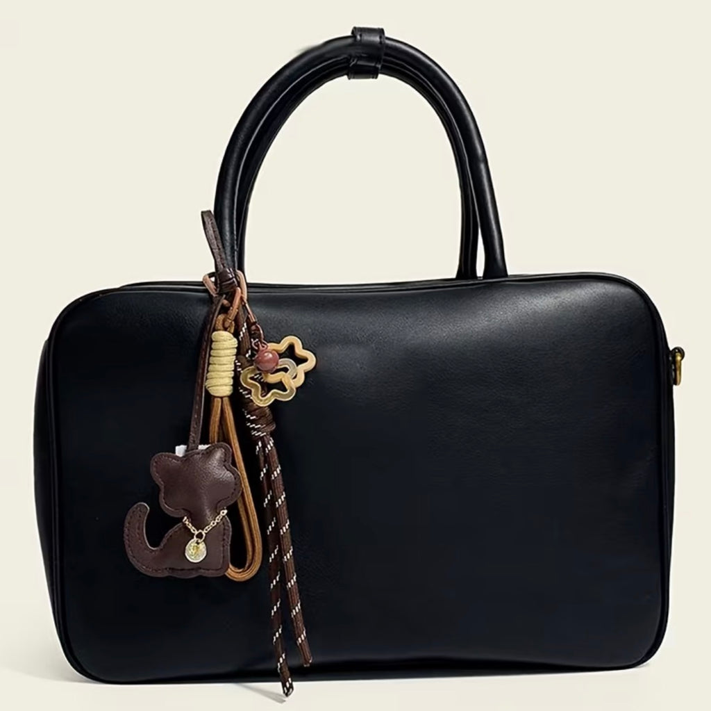 Faux Leather Cat-Shaped Keychain or bag Charm