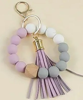 Leaf Silicone Bead Bracelet Keychain