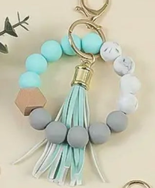 Leaf Silicone Bead Bracelet Keychain