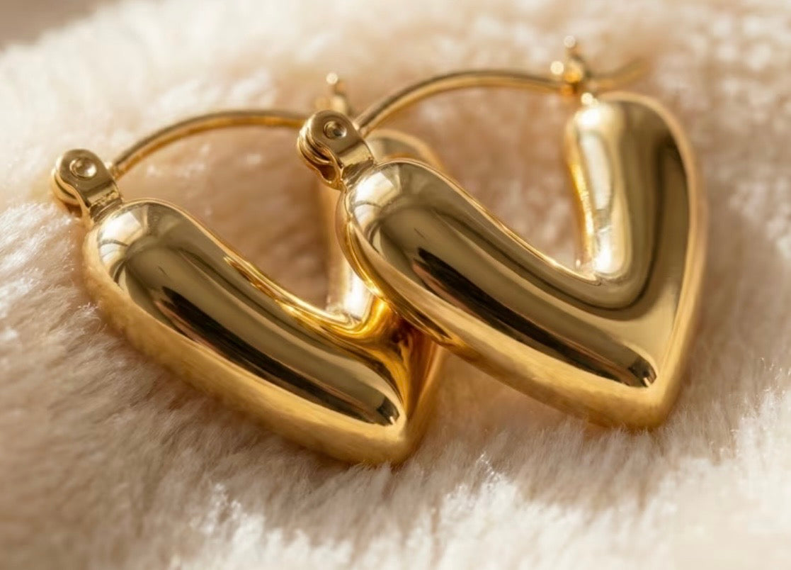 Heart Puffed Stainless Steel Earrings