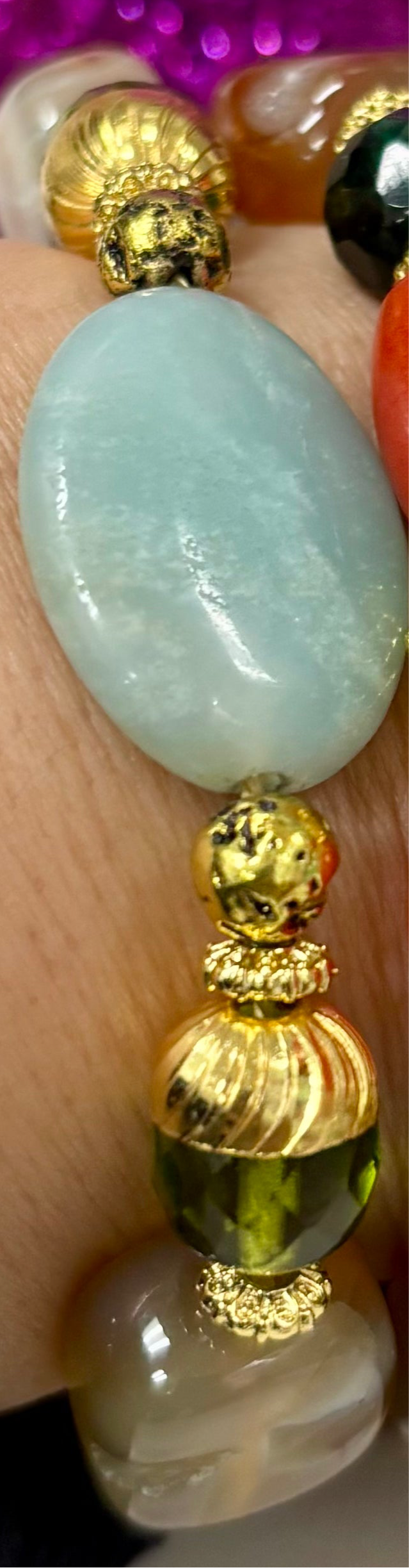 Jade and Coral Adjustable Bracelets