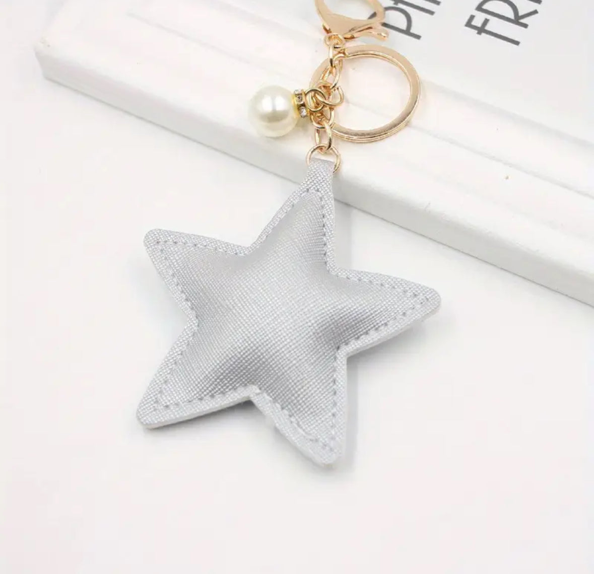 Faux Leather Star Keychain or Bag Charm