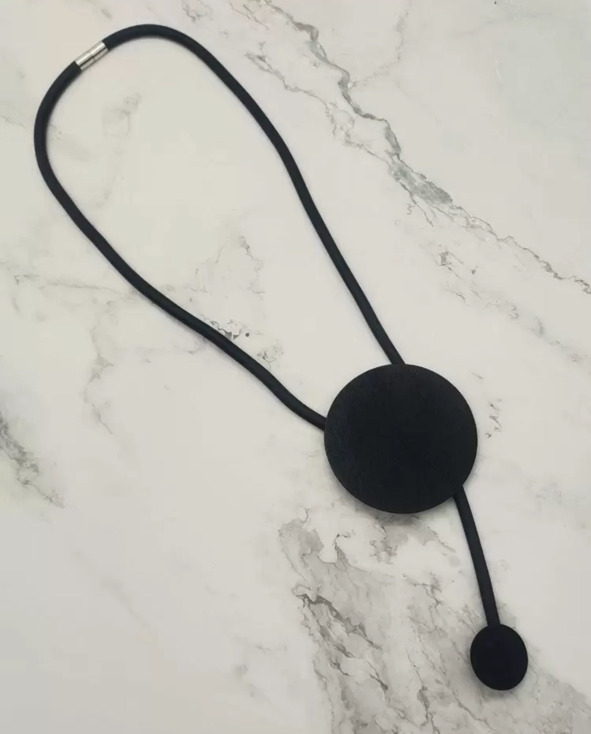 Simple Rubber and Wood Beaded Necklace