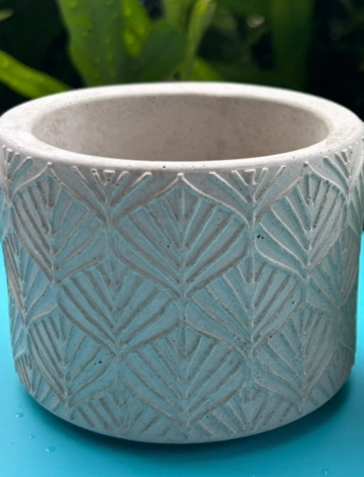 Cement Flower Pot with Leaf design