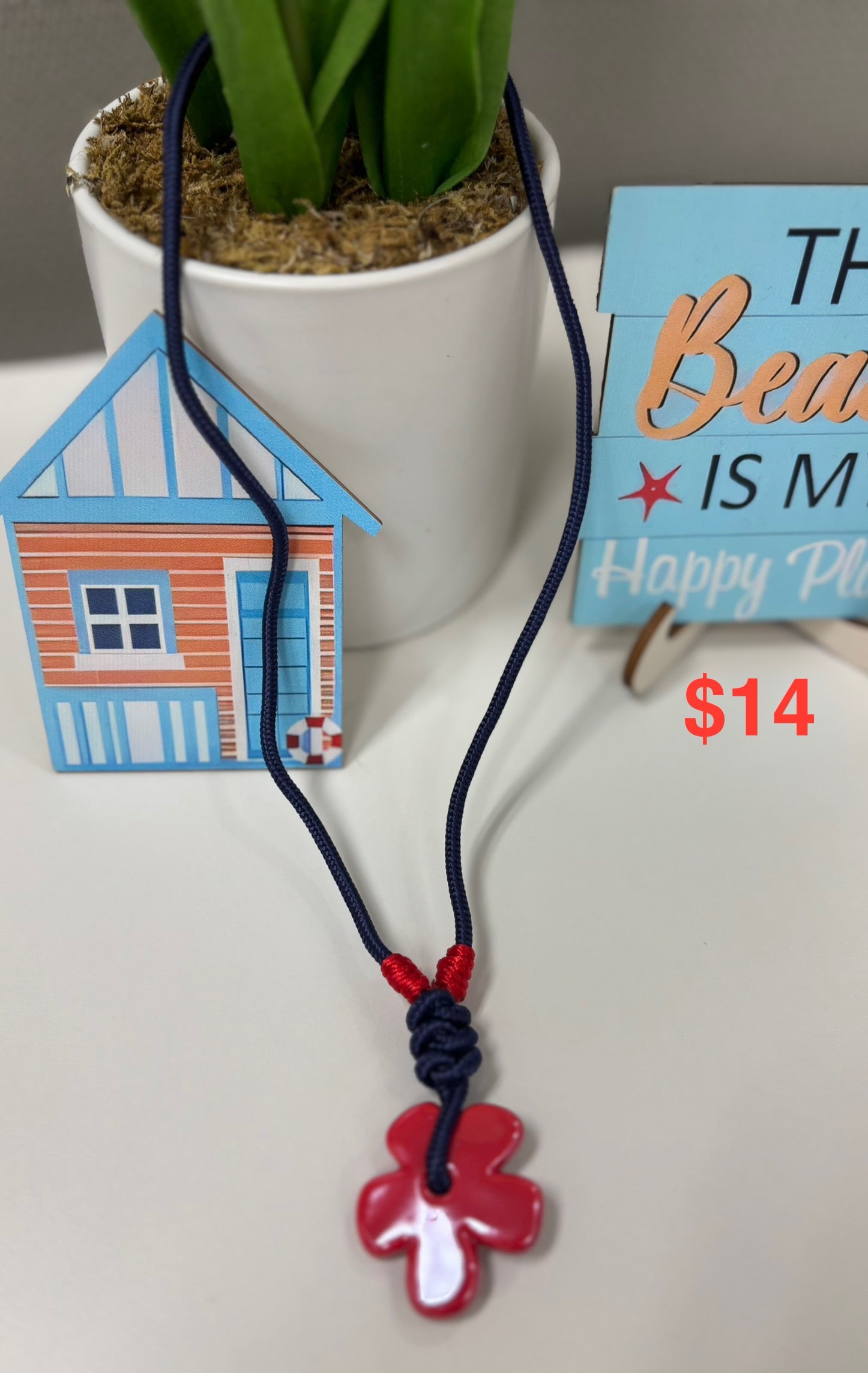 Paracord Necklace with porcelain Flower