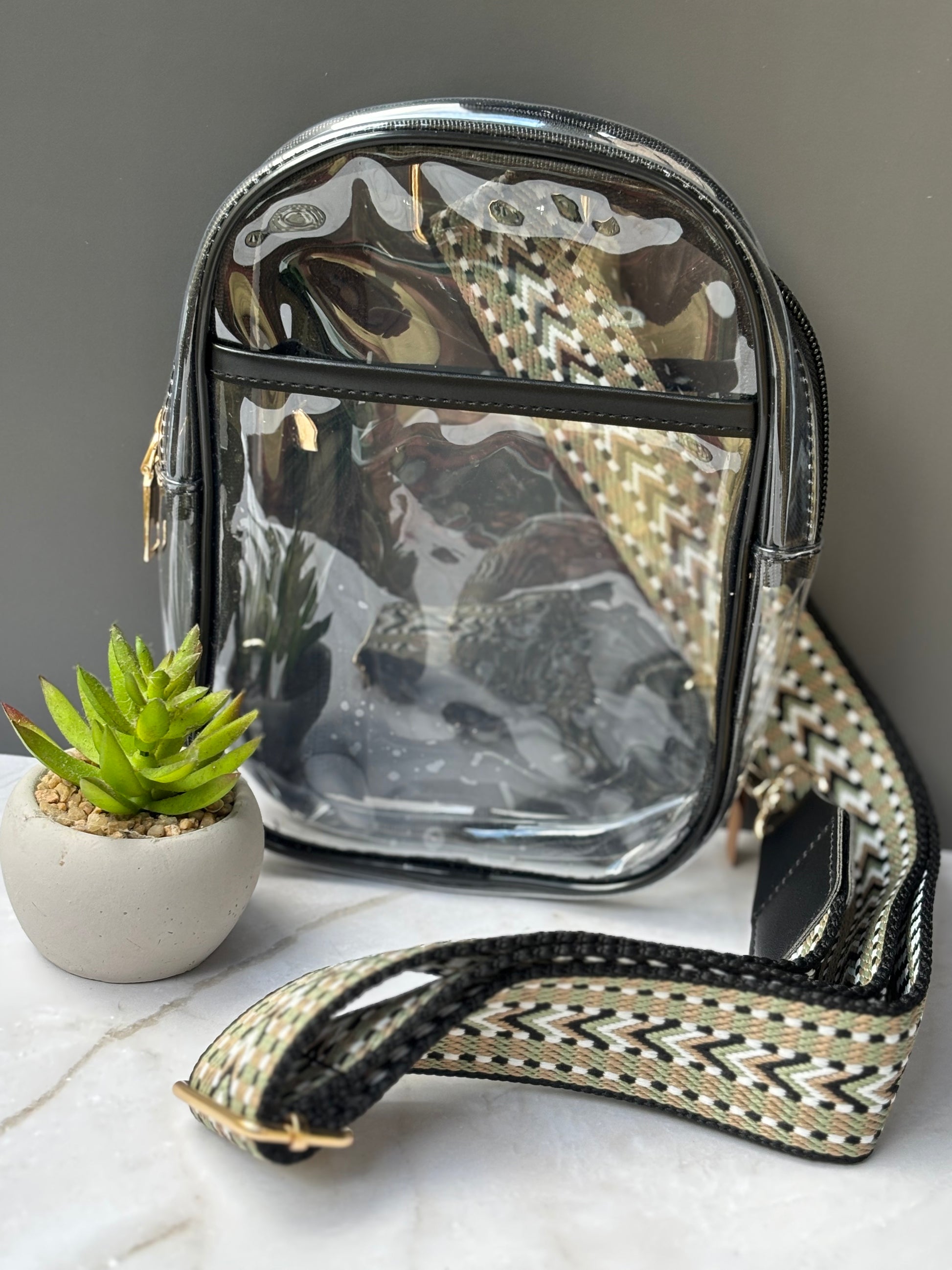 Clear Sling Bag with Guitar Strap, concert and stadium approved