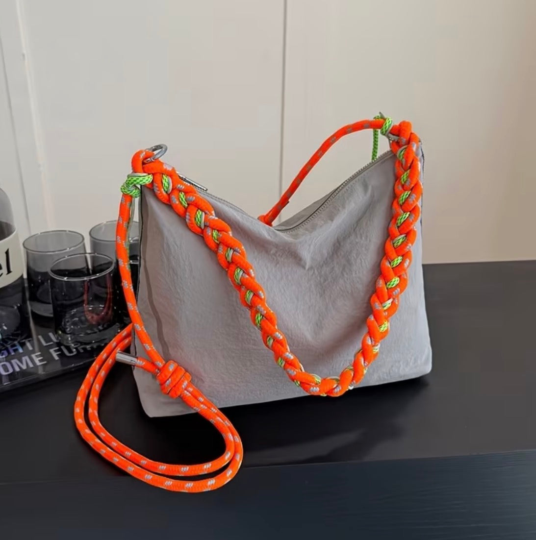 Crossbody Bag with Rope Shoulder Strap