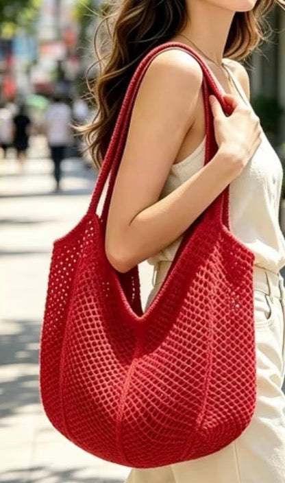 Hollow Out Knit Tote Bag