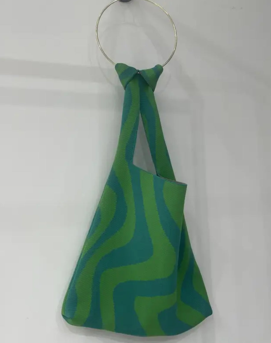 Geometric Wave Knit Handbag