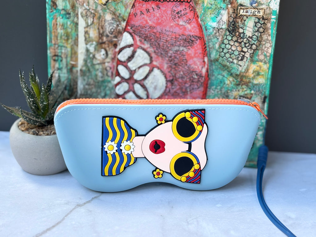 Silicone Glasses Bag in light blue and pink