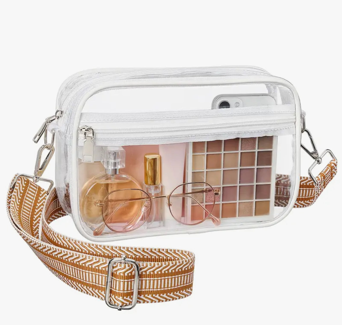 Transparent Crossbody Bag with Zipper Closure
