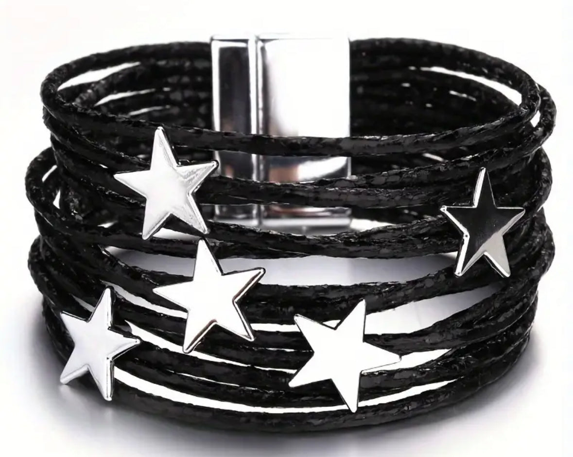 Bohemian Metal Stars Charm PU Leather Bracelets
