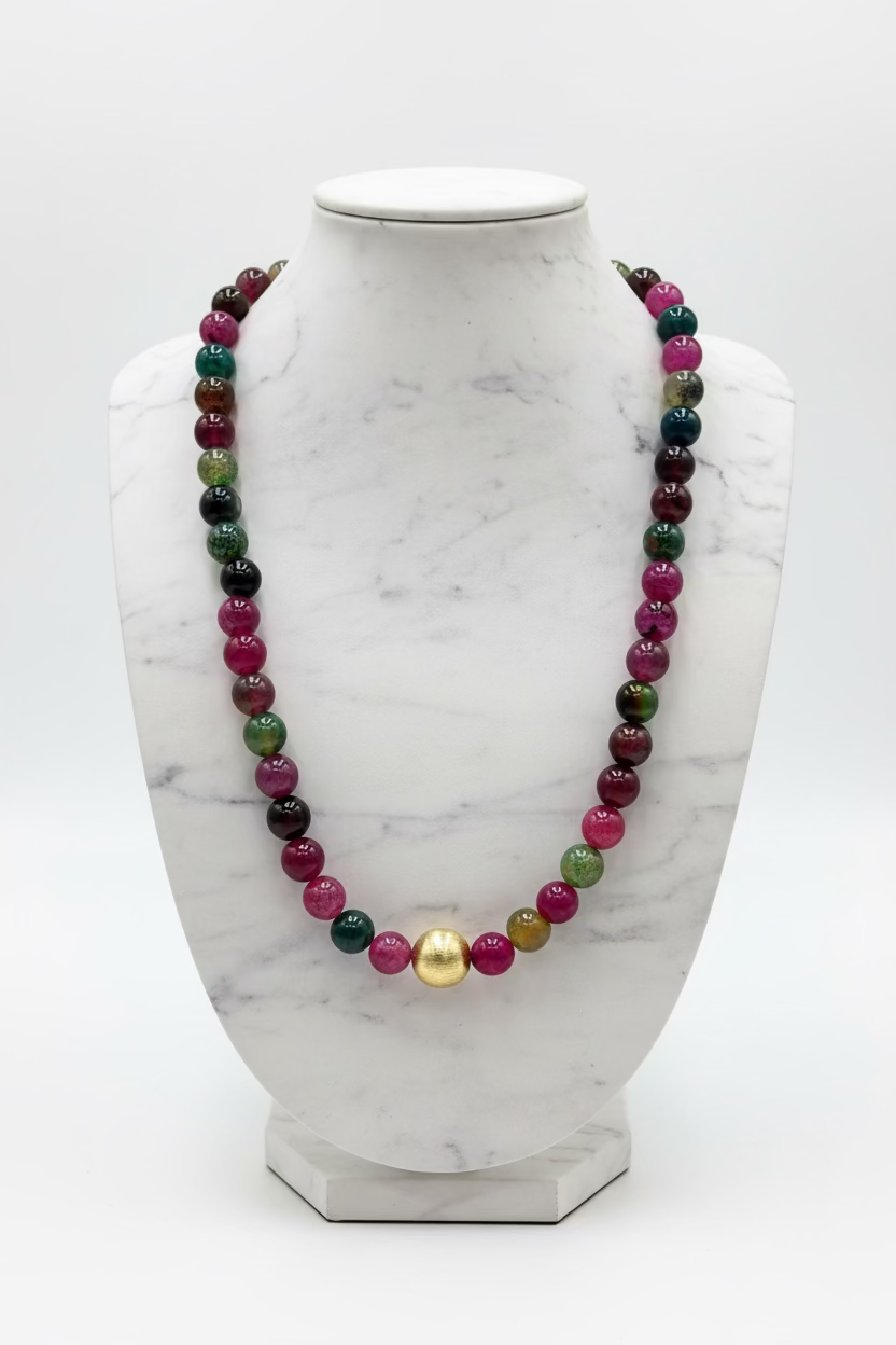 Agate Necklace with Gold Focal