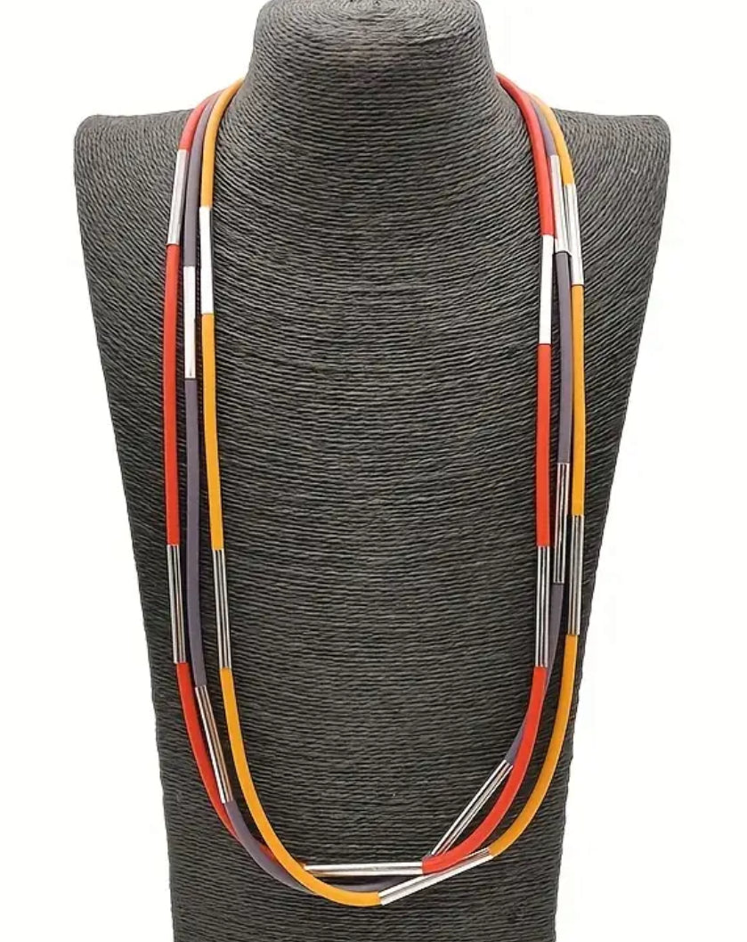 Vintage Hip Hop Style Tubber Multi-Strand Necklace