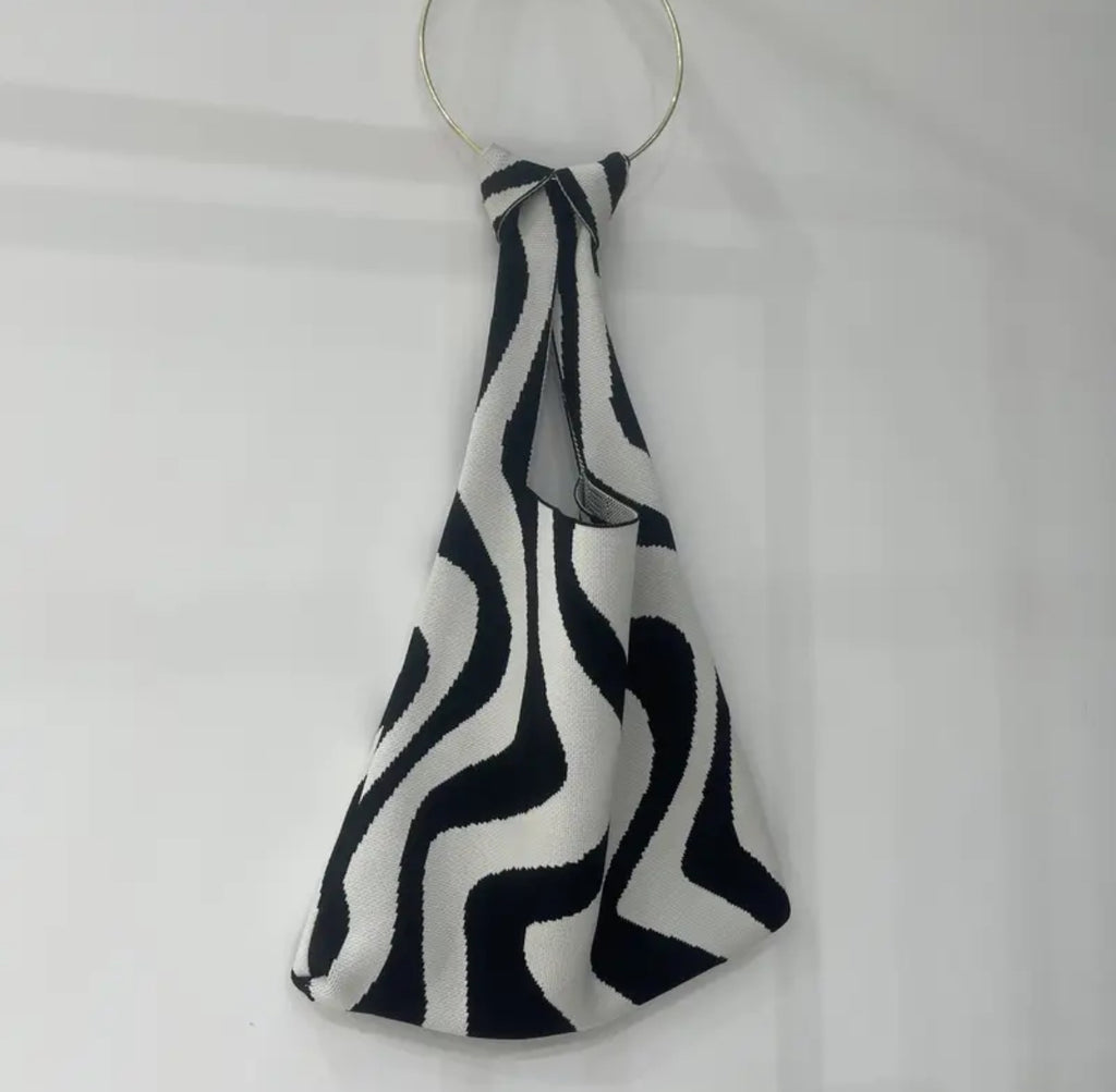 Geometric Wave Knit Handbag