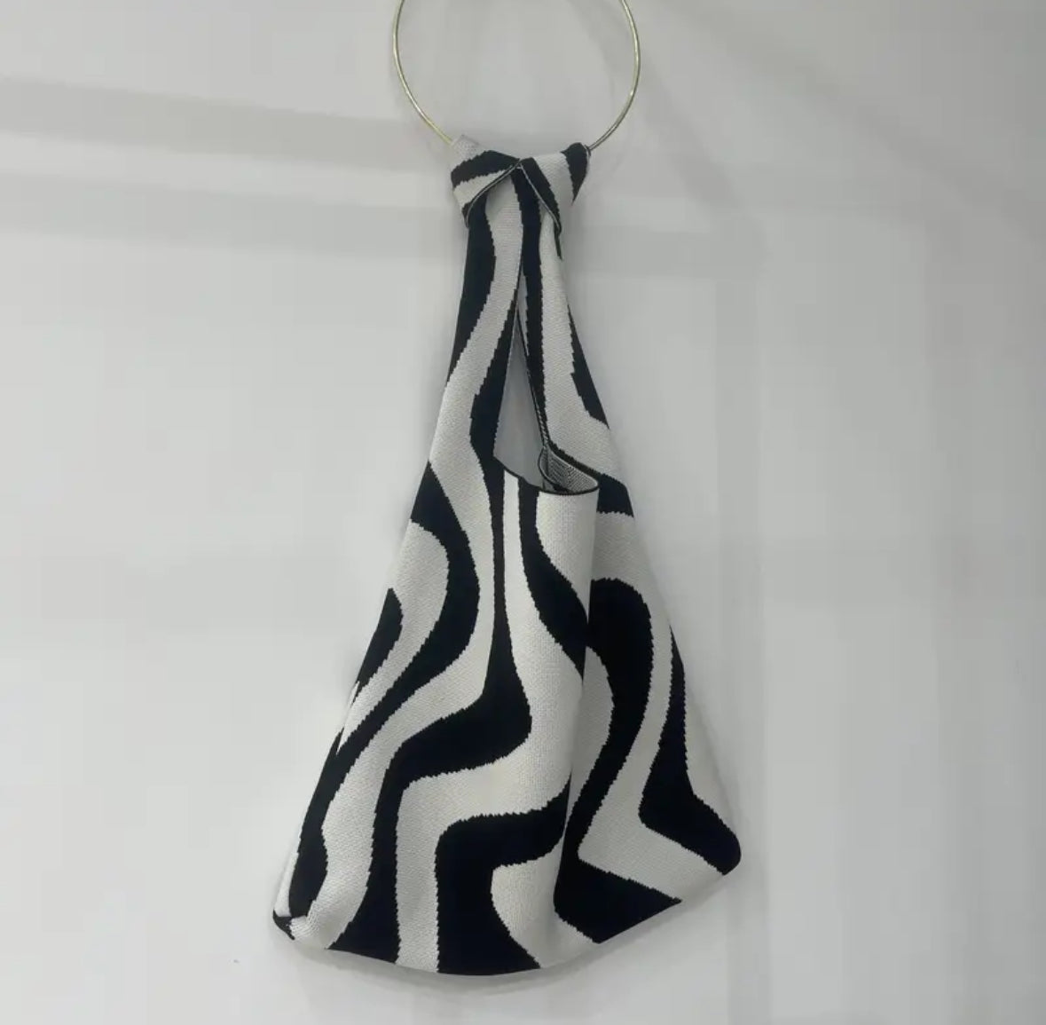 Geometric Wave Knit Handbag