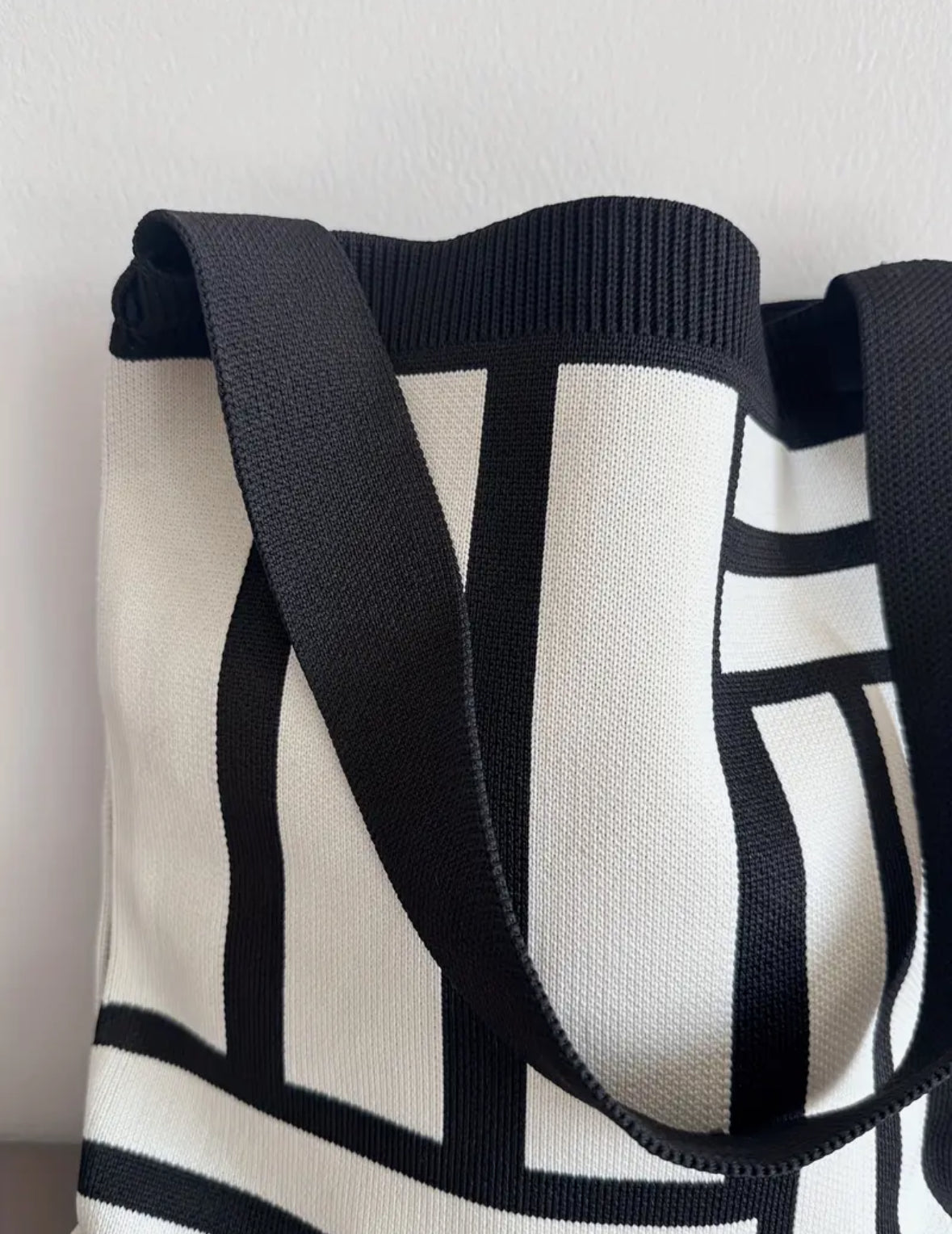 Elegant Black and White Striped Tote Bag