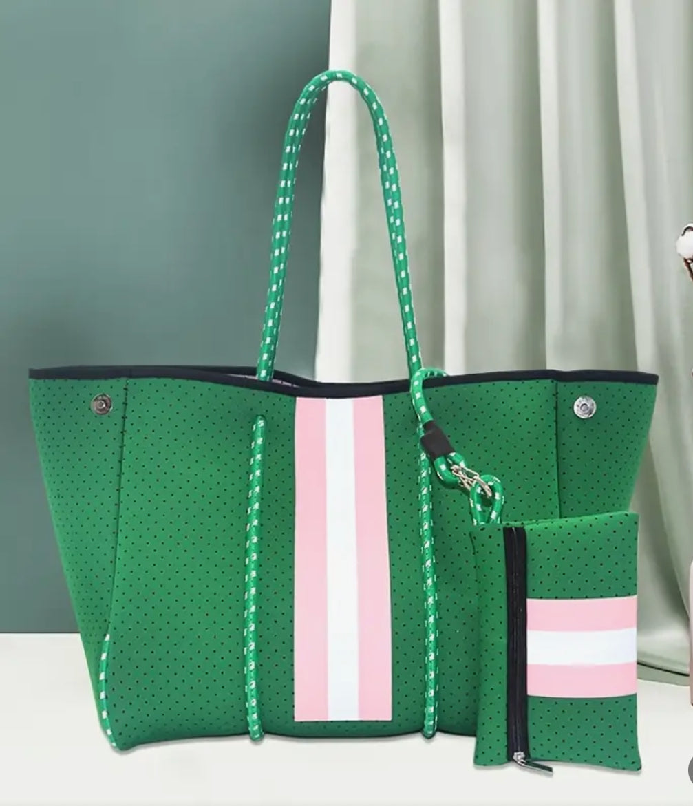 Neoprene Tote Bag with Closure & Detachable Wrist Strap