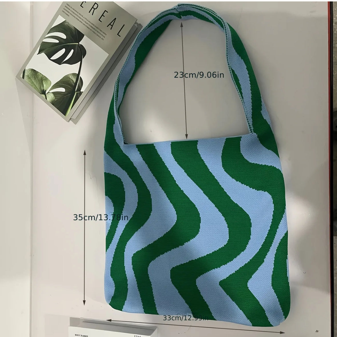 Geometric Wave Knit Handbag