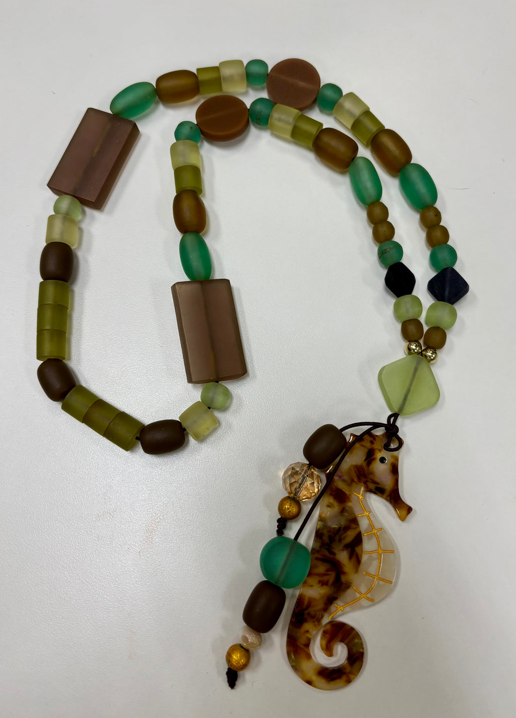 Sea Glass and Seahorse Necklace