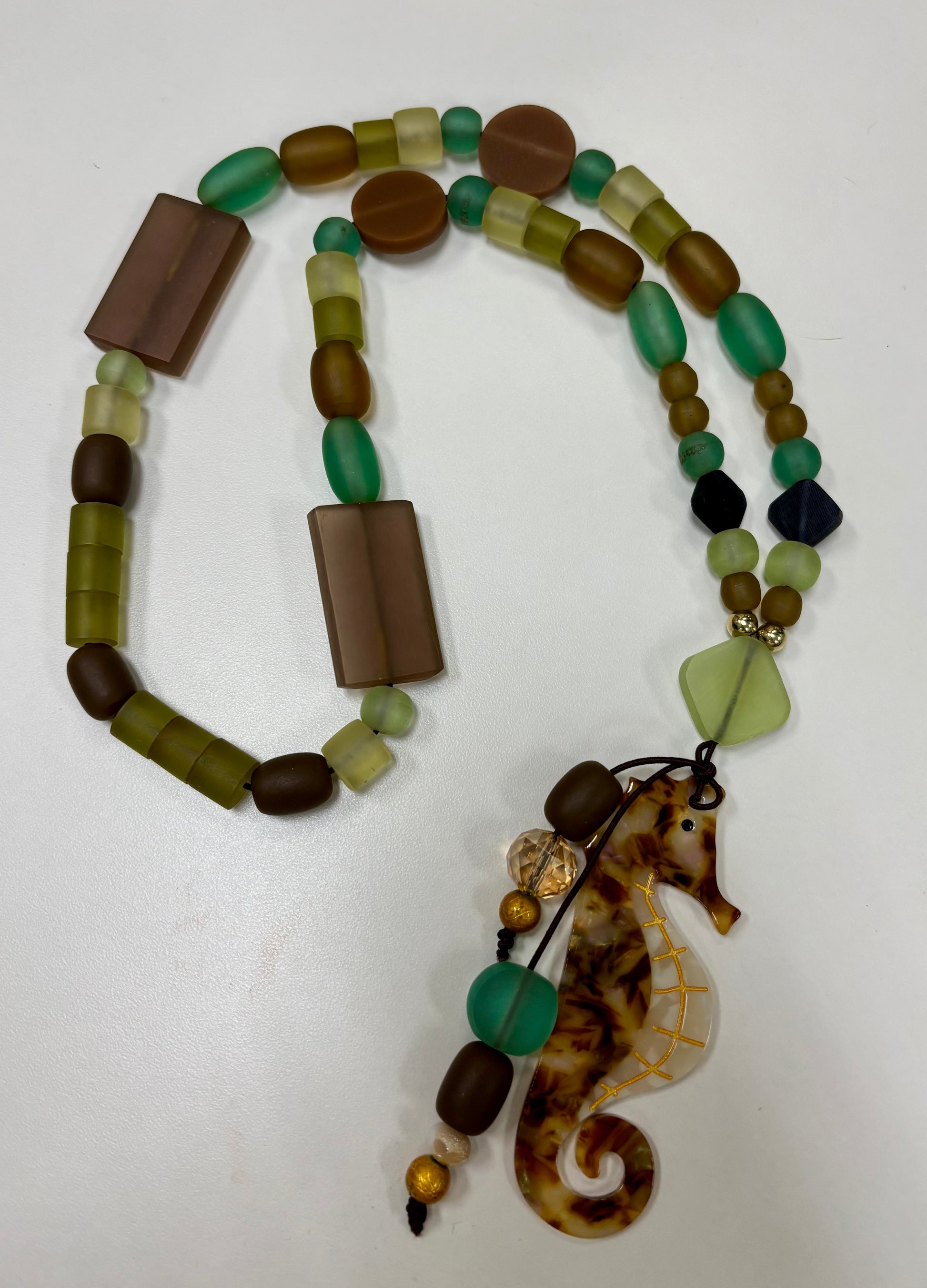 Sea Glass and Seahorse Necklace