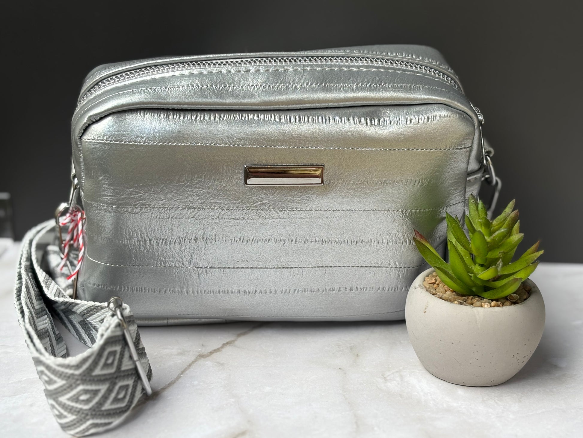 Silver Crossbody Bag
