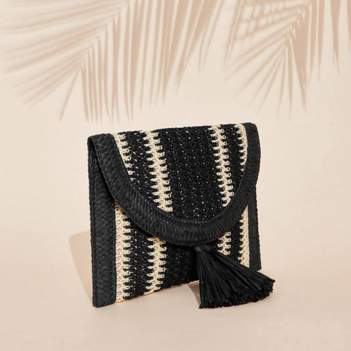 Color Block Woven Clutch Bag