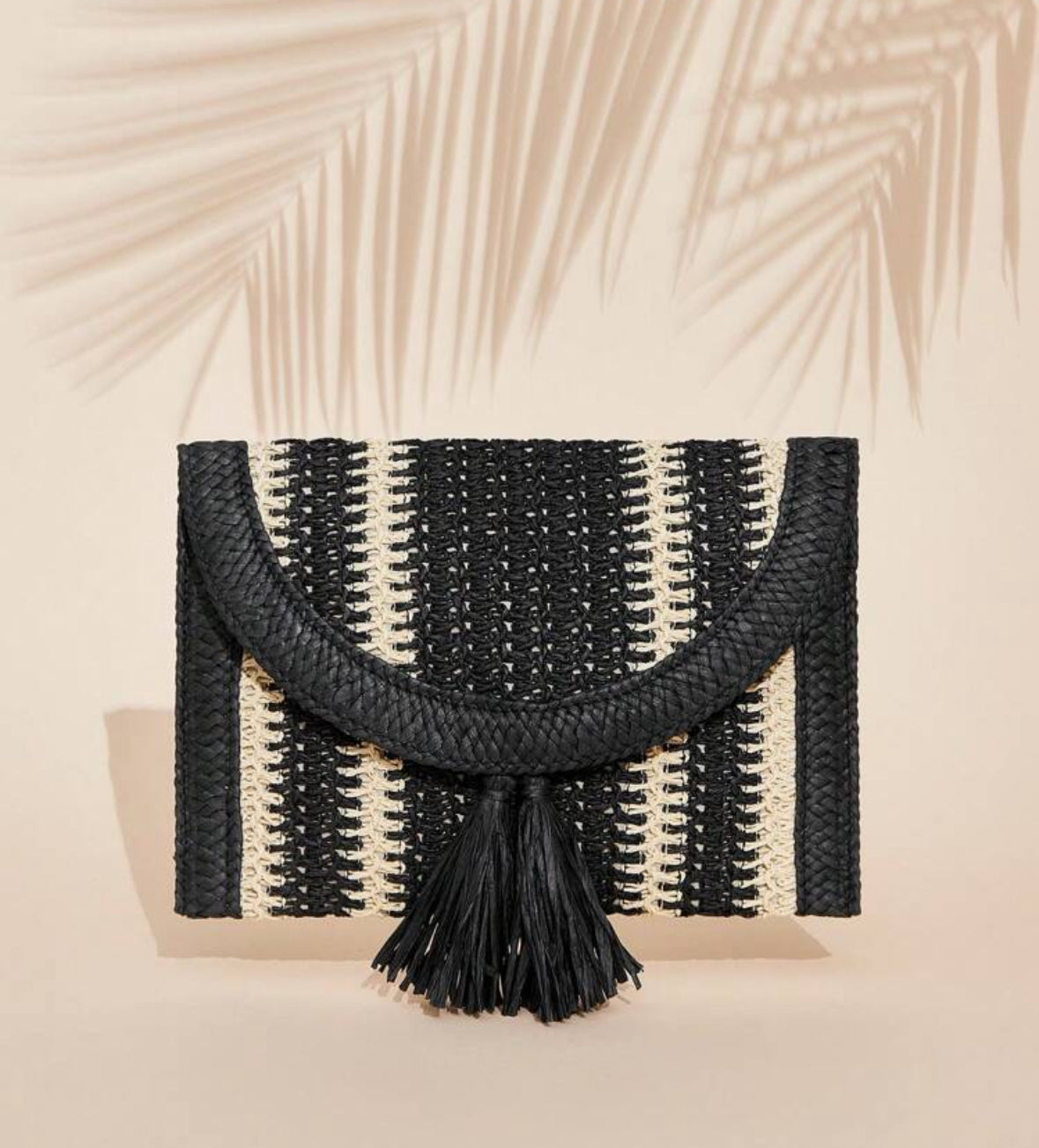 Color Block Woven Clutch Bag
