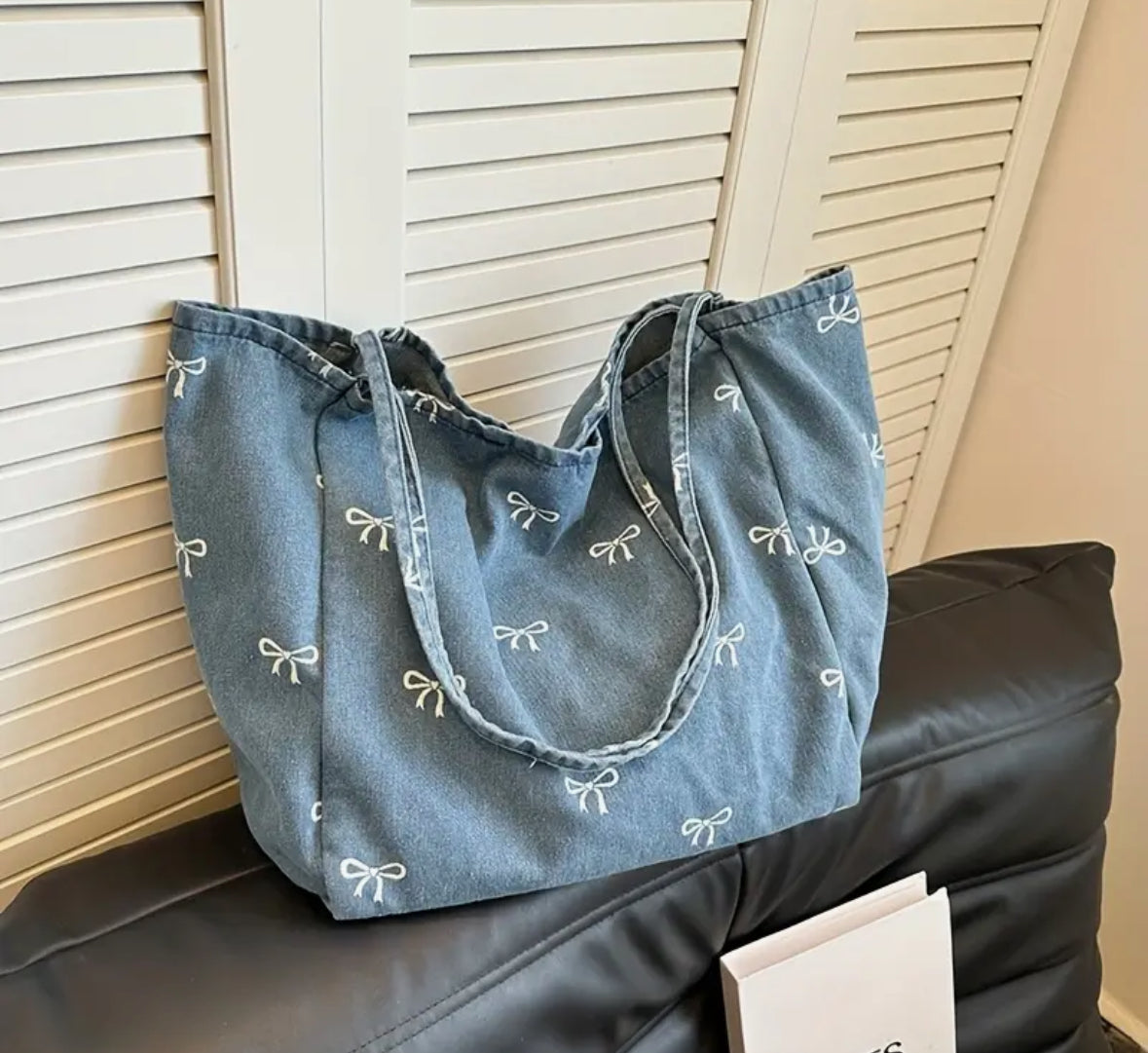 Stylish Blue Bow Handbag