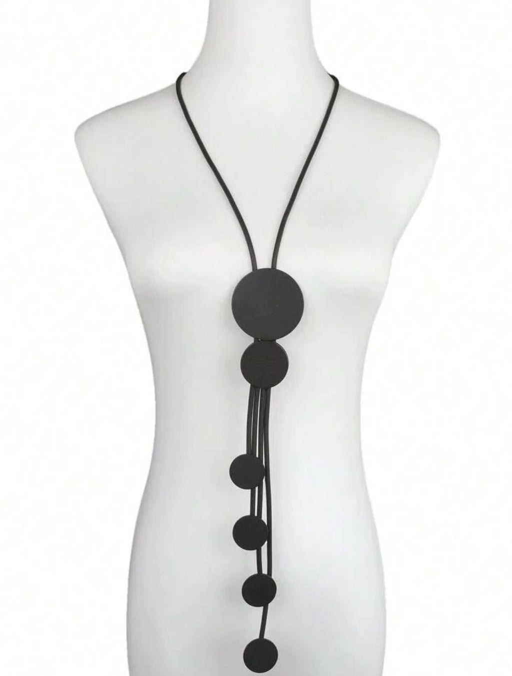 Women Tasseled Black Rubber Necklace